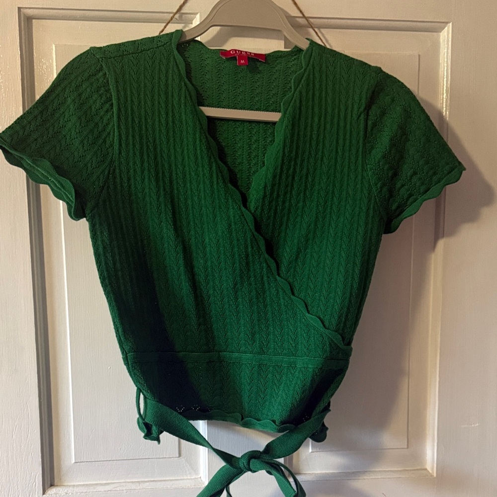 Guess Emerald Green Wrap Blouse